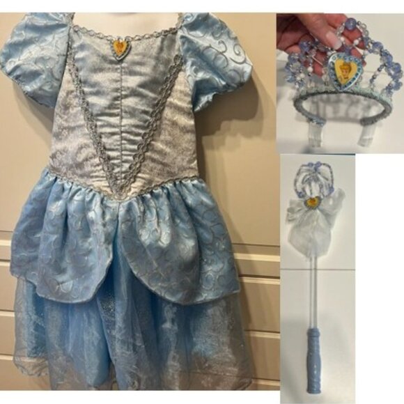 DISNEY Authentic Cinderella Deluxe Costume Dress, Crown & Scepter (Girls Med) - Picture 1 of 16